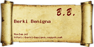 Berki Benigna névjegykártya